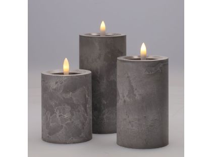 Solight Sada LED svíček s časovačem, 3x svíčka, 10,13,15cm, šedá, 2xAA
