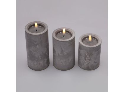 Solight Sada LED svíček s časovačem, 3x svíčka, 10,13,15cm, šedá, 2xAA