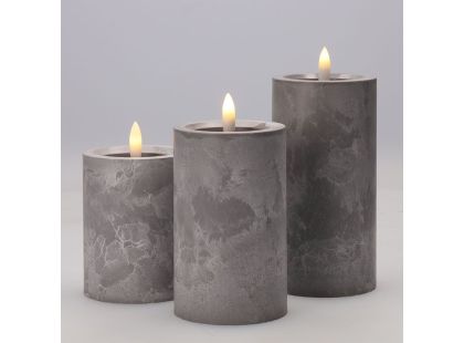 Solight Sada LED svíček s časovačem, 3x svíčka, 10,13,15cm, šedá, 2xAA