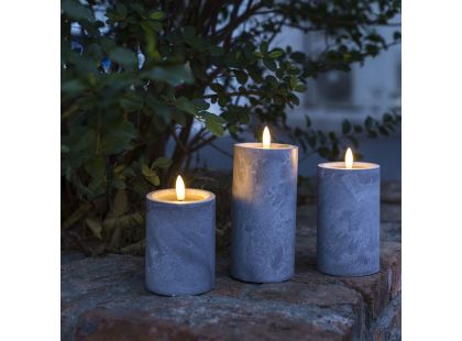 Solight Sada LED svíček s časovačem, 3x svíčka, 10,13,15cm, šedá, 2xAA