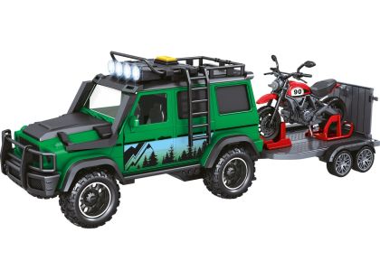Sparkys 1:14 - Vozidlo lesní stráže s přívěsem a motorkou (se zvukem a světly)