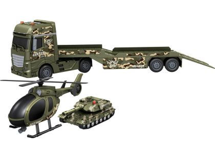 Sparkys CITY SERVICE CAR - 1:12 Vojenský tahač s vrtulníkem a tankem