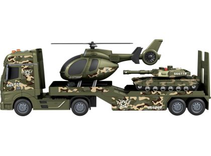 Sparkys CITY SERVICE CAR - 1:12 Vojenský tahač s vrtulníkem a tankem