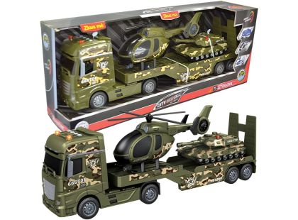 Sparkys CITY SERVICE CAR - 1:12 Vojenský tahač s vrtulníkem a tankem
