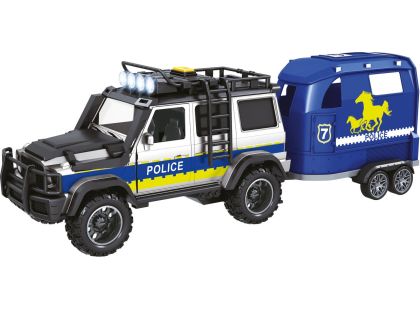 Sparkys CITY SERVICE CAR - 1:14 - Policejní auto s přívěsem a koněm (se zvukem a světly)