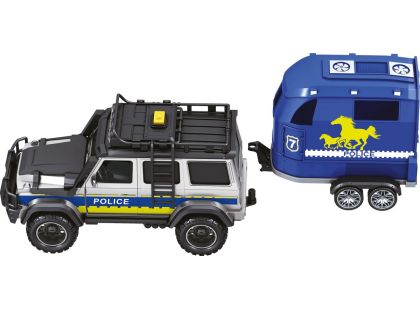 Sparkys CITY SERVICE CAR - 1:14 - Policejní auto s přívěsem a koněm (se zvukem a světly)