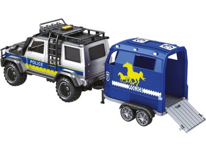 Sparkys CITY SERVICE CAR - 1:14 - Policejní auto s přívěsem a koněm (se zvukem a světly)