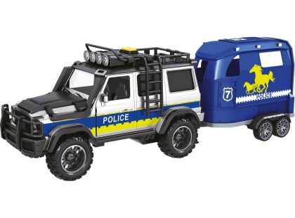 Sparkys CITY SERVICE CAR - 1:14 - Policejní auto s přívěsem a koněm (se zvukem a světly)