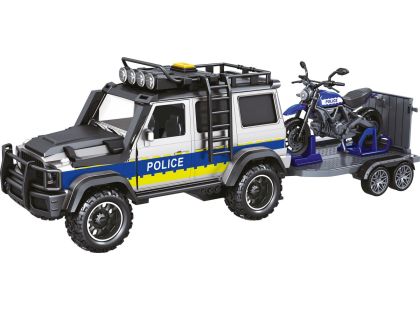 Sparkys CITY SERVICE CAR - 1:14 - Policejní auto s přívěsem a motorkou (se zvukem a světly)