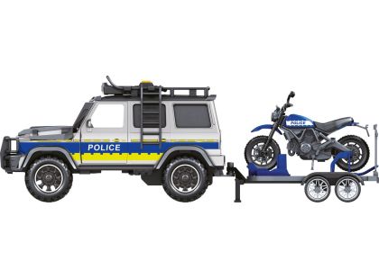 Sparkys CITY SERVICE CAR - 1:14 - Policejní auto s přívěsem a motorkou (se zvukem a světly)