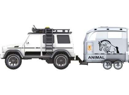 Sparkys CITY SERVICE CAR - 1:14 - Terénní vozidlo s přívěsem a koněm (se zvukem a světly)