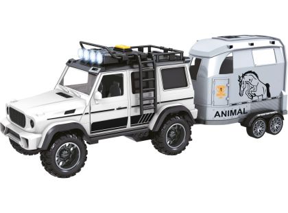 Sparkys CITY SERVICE CAR - 1:14 - Terénní vozidlo s přívěsem a koněm (se zvukem a světly)