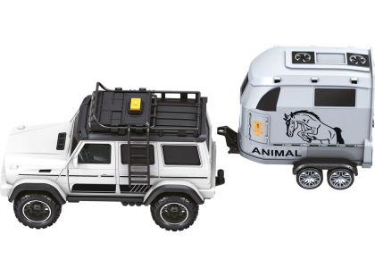 Sparkys CITY SERVICE CAR - 1:14 - Terénní vozidlo s přívěsem a koněm (se zvukem a světly)