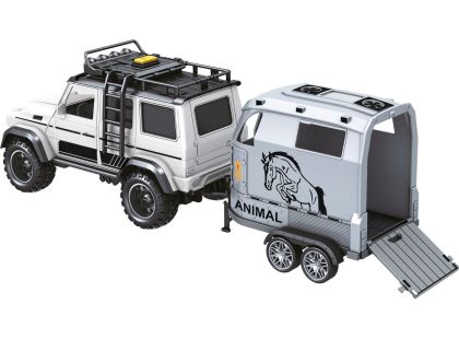 Sparkys CITY SERVICE CAR - 1:14 - Terénní vozidlo s přívěsem a koněm (se zvukem a světly)