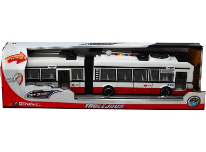Sparkys CITY SERVICE CAR - 1:16 Kloubový trolejbus - červený na setrvačník se zvuky