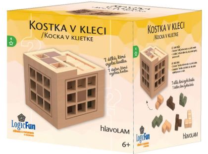 Sparkys Hlavolam - Kostka v kleci dřevěný hlavolam