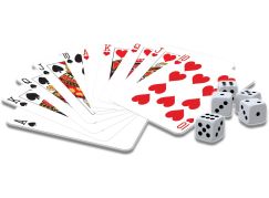 Sparkys Klasické hry – 2 balíčky hracích karet a 5 kostek