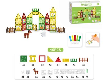 Sparkys Magnetická stavebnice - Farma s malováním 46 ks