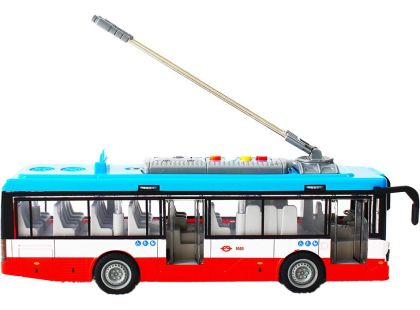 Sparkys Městský trolejbus na setrvačník s osvětlením a zvukem - červený