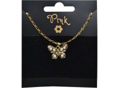 Sparkys Pozlacený řetízek s přívěskem MOTÝL s PERLY