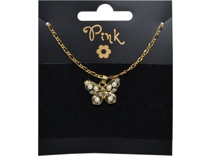 Sparkys Pozlacený řetízek s přívěskem MOTÝL s PERLY