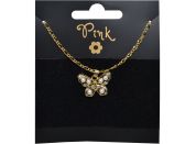 Sparkys Pozlacený řetízek s přívěskem MOTÝL s PERLY