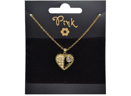 Sparkys Pozlacený řetízek s přívěskem SRDCE LÁSKA s PERLY