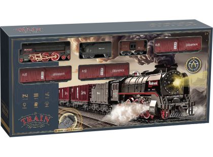 Sparkys SET Elektrická vláčkodráha - Parní lokomotiva s kouřem, světlem a zvukem na baterie