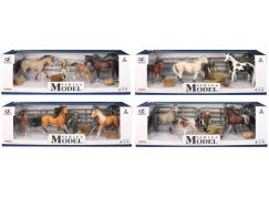 Sparkys Zvířátka z farmy - Set koní s hříbátkem a krmením 4 druhy