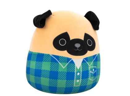 SQUISHMALLOWS Mops ve flanelové košili - Prince, 30 cm