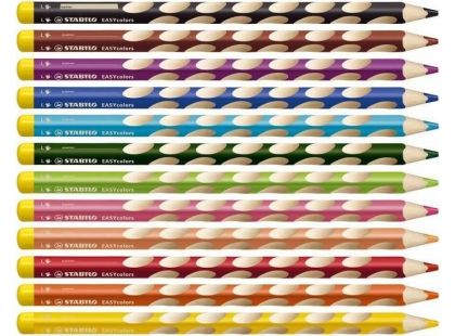 Ergonomické pastelky pro leváky STABILO EASYcolors 12 ks pouzdro s ořezávátkem