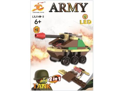 Stavebnice Armáda s LED kostkou 2v1 - Tank