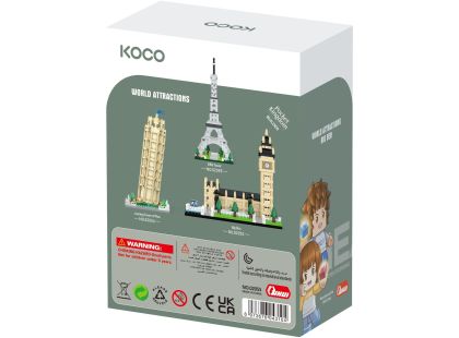 Stavebnice mini KOCO Eiffelova věž plast 538ks v krabičce 13x16,5x7cm