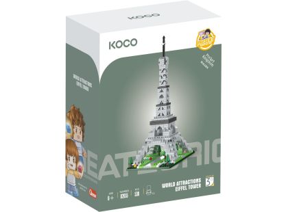 Stavebnice mini KOCO Eiffelova věž plast 538ks v krabičce 13x16,5x7cm