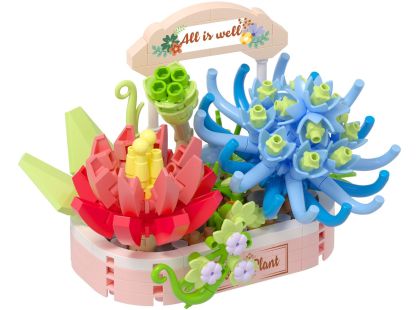 Stavebnice mini KOCO Kouzlo sukulentů plast 271ks v krabičce 11x15x6cm