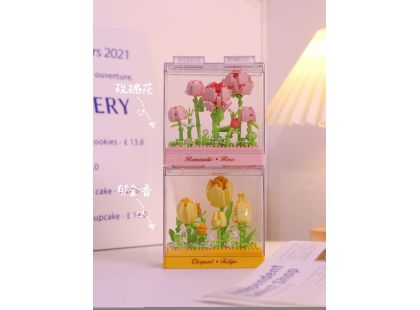 Stavebnice mini KOCO Tulipány plast 295ks v krabičce 11x12x5cm