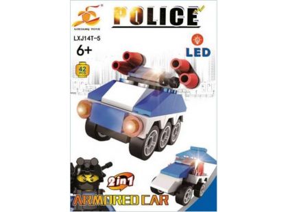 Stavebnice Policie s LED kostkou 2v1 - Armored Car
