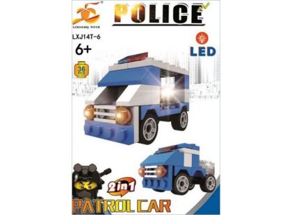 Stavebnice Policie s LED kostkou 2v1 - Patrol Car
