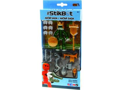 Stikbot action pack figurka s doplňky zelený s korunou