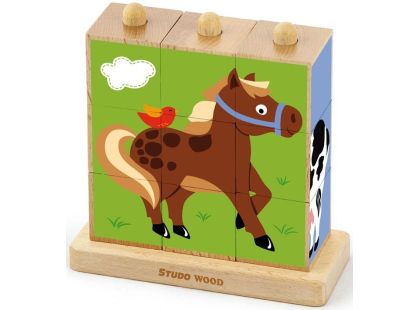 Studo Wood kostky Zvířátka z farmy - Poškozený obal
