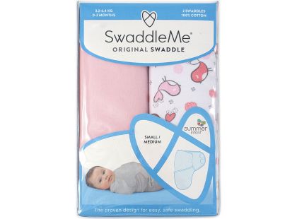 Summer Infant Zavinovačka SwaddleMe S růžová ptáčci 2ks