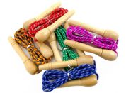 Švihadlo 270 cm s dřevěnou rukojetí nastavitelné žluto-zelené