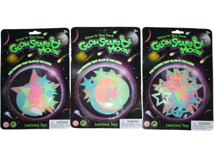 Svítící plastová dekorace - MĚSÍC A HVĚZDY COLOR