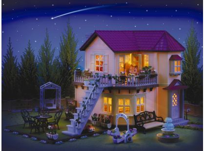 Sylvanian Families Dárkový set Městský patrový dům se světly, nábytkem a postavičkami
