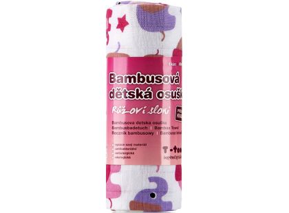 T-tomi Bambusová osuška, 1 ks, růžoví sloni