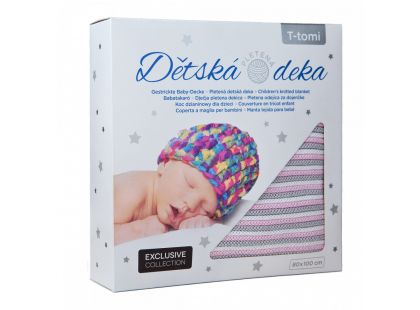 T-tomi Pletená deka, bílo - růžová