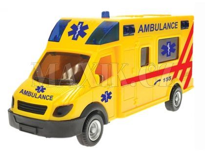 Teddies Auto - Ambulance na zpětné natažení se světly a zvuky