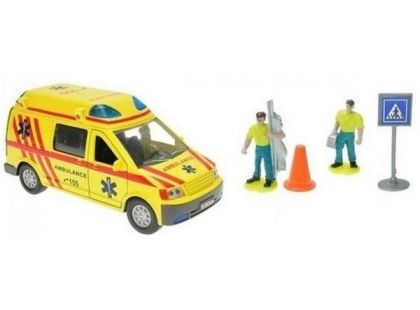 Teddies Auto ambulance kov 13cm s postavičkami