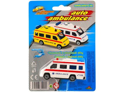Teddies Auto ambulance kov 7cm Bílá