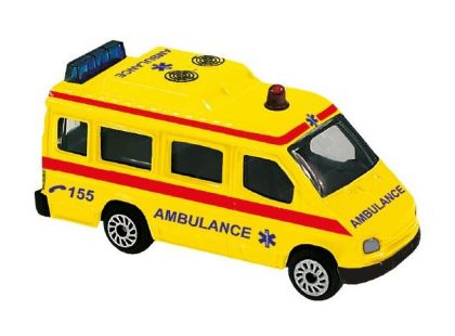 Teddies Auto ambulance kov 7cm Žlutá